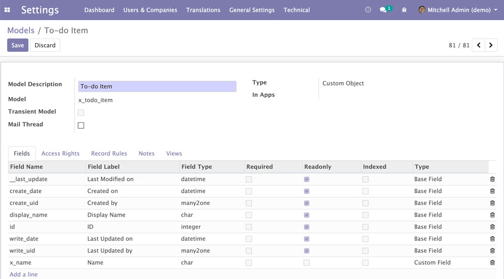 使用开发者模式快速入门 Odoo 12