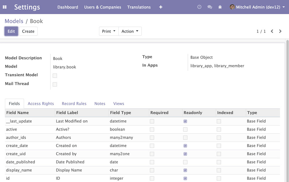 Odoo 12开发之模型 - 结构化应用数据