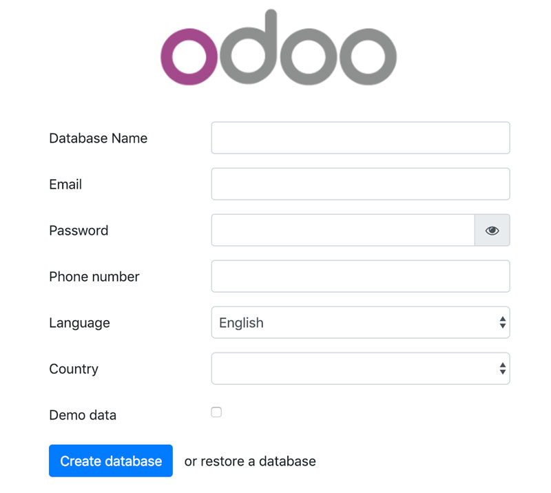 Odoo 12创建数据库