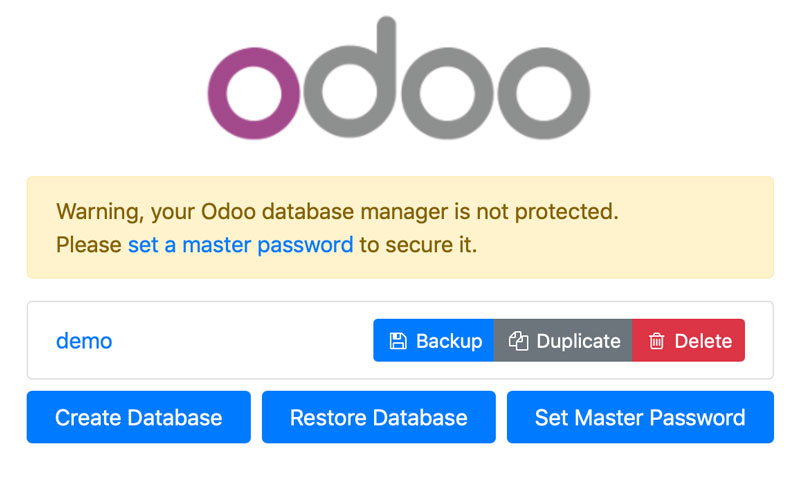 Odoo 12管理数据库页