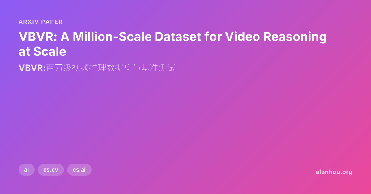 VBVR: A Million-Scale Dataset for Video Reasoning at Scale / VBVR ...